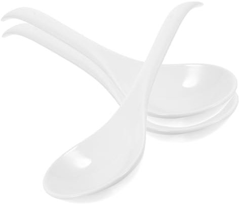 LABRIMP 3 Piezas Cucharas de Sopa de Cerámica Blanca de Ramen Dumplings y Utensilios de Cocina y Prácticos para Microondas y Lavavajillas