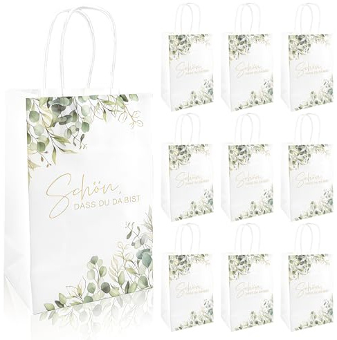 10 Stk Geschenktüten Schön Dass Du Da Bist 21x15x8cm Papiertüten Mit Henkel