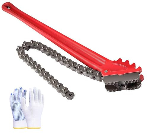 ZrgGea Chiave per tubi a catena da 45,7 cm per diametro del tubo da 2 ~ 5, lunghezza catena 50,3 cm. Strumento per condutture a catena per impieghi gravosi per installazione di tubazioni, operazioni
