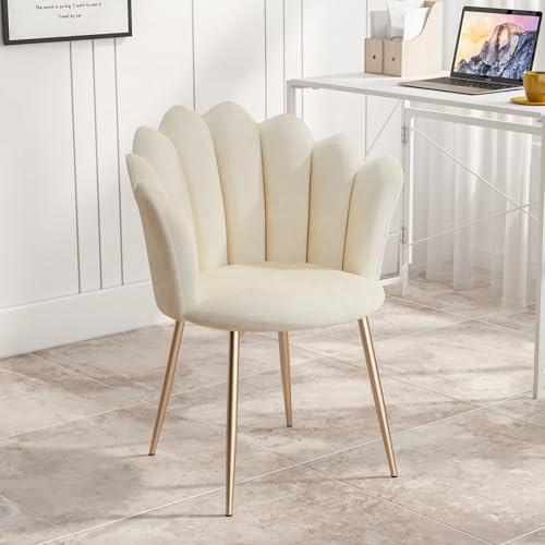 Luxstein Schminktisch Stuhl, Samt Sessel mit goldenen Metallbeinen