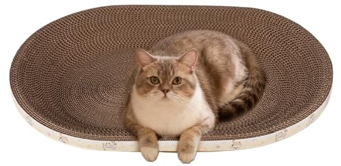 für Katzen aus Karton – Bequemes wellenförmiges ovales Katzenbett, Katzenkrallen für den Innenbereich | Zubehör für Spielbett für Wohnzimmer, Schlafzimmer, Pavim
