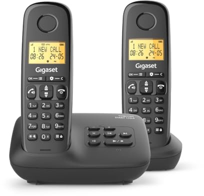 Gigaset Start 120A Duo, téléphone DECT, 2 combinés, répondeur, Anthracite | Sans fil, blocage d’appels, écran rétroéclairé 1,5 pouces, mains libres, 11 h d’autonomie, [Version française]