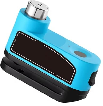 Candado Cadena Candado de Seguridad para Rueda de Moto, candado antirrobo para Motocicleta, Alarma, protección de Seguridad Candado Disco(Blue)