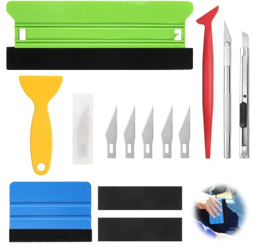 13 PCS Vinyl Wrap Tools Kit, Wallpaper Tools Kit with Plastic Felt Squeegee and Trimmer, Wallpaper Smoother Tool for Glass Film, Car Wrap Vinyl and DIY Crafts, Window Tint, Wall Decals