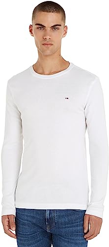 Tommy Jeans Maglietta Maniche Lunghe Uomo TJM Original Maniche Lunghe, Bianco (Classic White), L