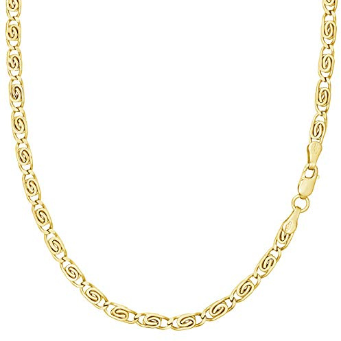PRINS JEWELS 14 Karat 585 Gold S-Panzerkette Gelbgold Kette Unisex – Breite 3.50 mm - Länge wählbar (45)