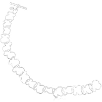 TOUS Pulsera de Plata de Primera Ley para Mujer con Motivo de Osos en Carrusel 1,25 cm, 19 cm de Largo, Clásica y Elegante, Colección Carrusel
