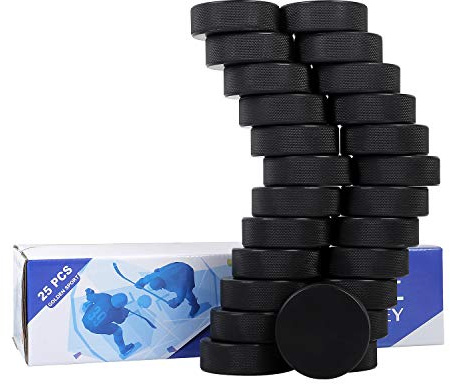 Golden Sport Dischi da Hockey su Ghiaccio, 25 Pezzi, regolamento Ufficiale, per Pratica e Allenamento Classico, Diametro 7,6 cm, Spessore 2,5 cm, 170 g, Nero