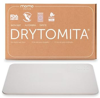 Momo Lifestyle Stone Bath Mat Drytomita, Diatomaceous Earth Absorbent Bathroom Mat Quick Dry, Shower Bath Mat (Linen Grey, 60 X 39 cm)