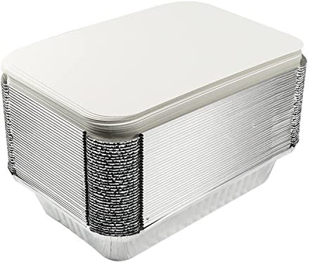 Othmro 21,3 x 14,2 x 4,3 cm, padelle monouso da asporto, 75 contenitori per alimenti in lamina di alluminio, padelle rettangolari da 850 ml, per cucinare, cuocere, riscaldare, conservare, preparare