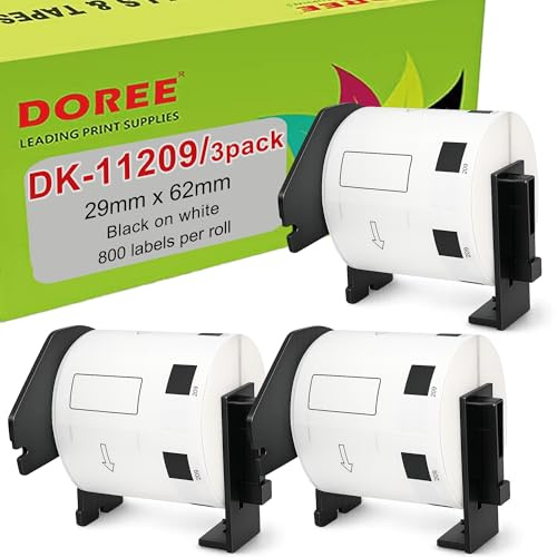 DOREE 3 Rotoli DK-11209 29 x 62 mm Etichette per indirizzi 800/rotolo