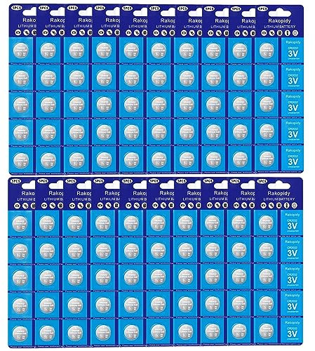 Rakopidy CR2032 Battery 3 Volt Lithium Coin Cell 2032 Batteries - (100-Count)