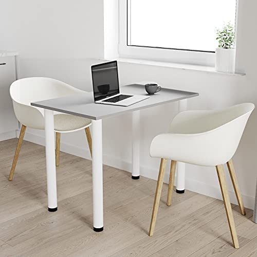 AKKE 80x60 | Esszimmertisch - Esstisch - Tisch mit weißen Beinen - Küchentisch - Bürotisch | Light Graphite