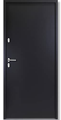 kuporta Haustür Nebeneingangstür Hugo 110x207cm DIN links – Kellertür aus Stahl mit Tresorbolzen, Wärmedämmfüllung, verstellbaren Bändern und Aushebelsicherung - Anthrazit | ohne Drücker