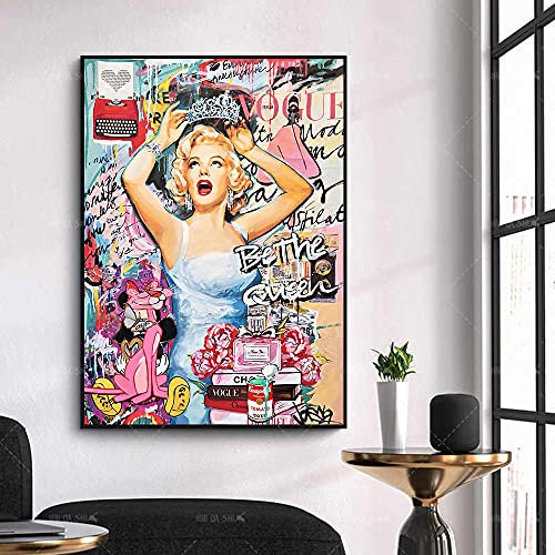 SYXBEIVK Graffiti Art Marilyn Monroe Leinwand Malerei Pop Art Poster Druckt Street Wall Art Bilder für Heimtextilien-50x70cm-Kein Rahmen