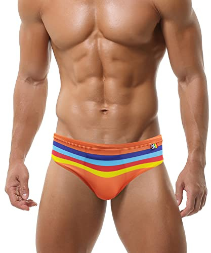 SEAUR Costume da bagno da uomo con slip stretto, pantaloni corti da nuoto, da spiaggia, ad asciugatura rapida, con imbottitura rimovibile, per ragazzi, Swimming Swim Briefs per sport acquatici,