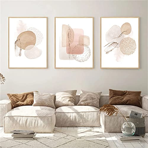 Sarah Duke 3er Abstrakt Poster Set, Aesthetic Wandbilder Beige Leinwandbilder Ohne Rahmen Wandposter Moderne Bilder Wohnzimmer Schlafzimmer (Stil A,40 x 50 cm)