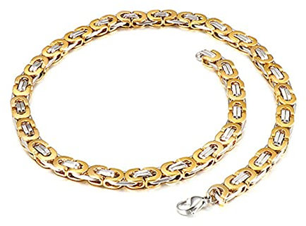 Bishilin Gothic Herren Halskette Edelstahl, Königskette 10MM Breit Hip Hop Kette 50CM ohne Anhänger Silber Gold Freundschaftskette
