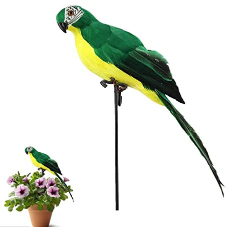 Storaffy Oiseaux Artificiels, Perroquet réaliste, Décorations d'oiseaux tropicaux pour Jardin Patio extérieur, Blanc, Rouge, Jaune, Bleu, Vert