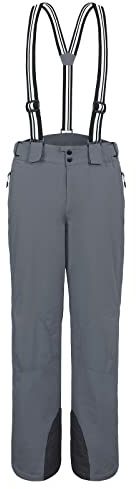 AOLI RAY Herren Skihose Snowboardhose Wasserdicht Gefüttert Trägerhose Wanderhose Schneehose Winddicht Winter Outdoorhose mit 4 Taschen Grau M