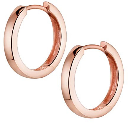 Kleine Creolen Silber 925 - Damen Klappcreolen 17mm SO-358 | Silberohrringe aus hautfreundlichem 925 Sterling Silber rhodiniert oder vergoldet von MATERIA by Matthias Wagner