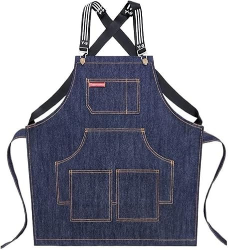 Arbeitsschürze Holzbearbeitung Schürze Cowboy Männer Frauen Restaurant Blume Arbeit Barista Milch Kaffee Friseursalon Chef Beauty Nails Studios Uniform (Color : B)