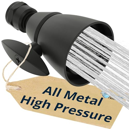 HammerHead Showers® Solid Metal 2 Inch High Pressure Shower Heads - MATTE BLACK – 2.5 GPM Shower Heads High Pressure - High Flow Shower Head with ADJUSTABLE SPRAY PATTERN - Fixed Shower Head