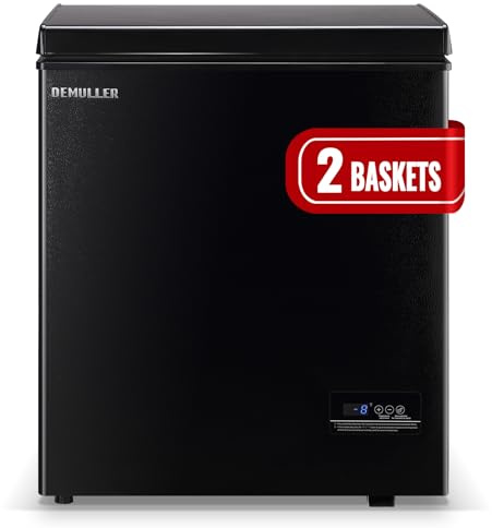 Chest Small Freezer with Electronic Control 41℉ to -15 ℉ Freestanding Deep Mini Freezers with 2 Removable Stainless Steel Basket Top Open Door BLACK