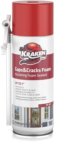 Kraken Bond Gaps & Cracks Expanding Foam Sealant - (1x12oz) High Expansion Polyurethane Spray Foam for Window & Door, Straw Use Waterproof High Yield Gap Filler - 1 Pack