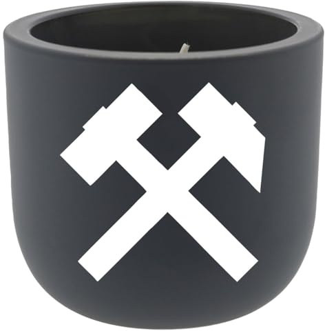 WB wohn trends Duft-Kerze mit Motiv, Schlägel und Eisen Ruhrgebiet Ruhrpott, 6,5x7cm, Größenauswahl, grau-schwarz, Windlicht aus Glas Vanille-Duft