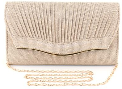 Lady Evening Clutch Bag Sparkling Women's Clutch Glitter Handbag Clutch Purse Retro Classic Shoulder Bag for Women Bride Wedding Banquet Prom Party, with Removable Chain for Formal Dress (champagne)