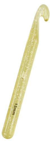 DNDGDLUA 1 Stück 15 mm Große Häkelnadel, Griff zum Stricken, Häkeln, Ergonomische Häkelnadeln, Häkelnadel für Anfänger, Teppich Roving Schals, Großes Woll-Roving-Stricken, Durchscheinend Gelb