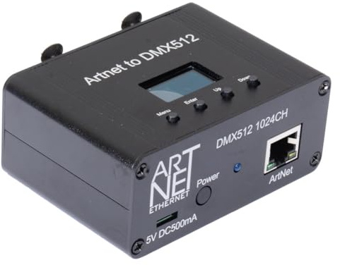 Aliaga ArtNet DMX 512 - Interfaccia controller di illuminazione Ethernet, 2 universi in metallo e plastica, 1 pezzo