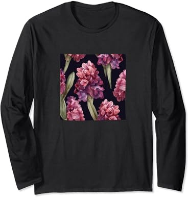 Motif floral sauvage aquarelle jacinthe Manche Longue