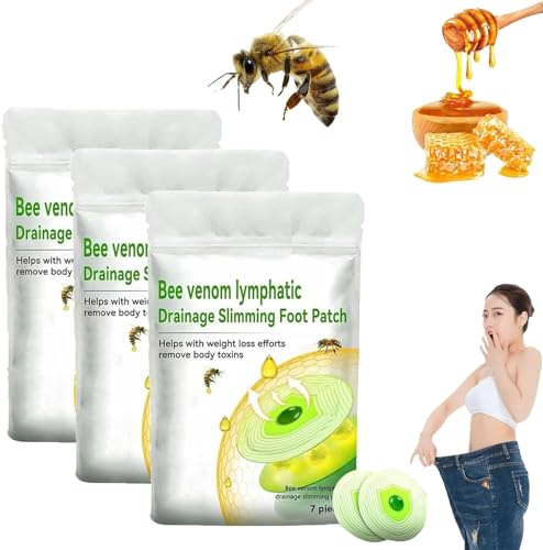 LUKMLCA Bee Venom Foot Patch, 2024 New Bee Venom Lymphatic Drainage Foot Patches, Foot Pads for Sleep Better & Relieve Stress, Reduce Body Accumulation (3 Box)