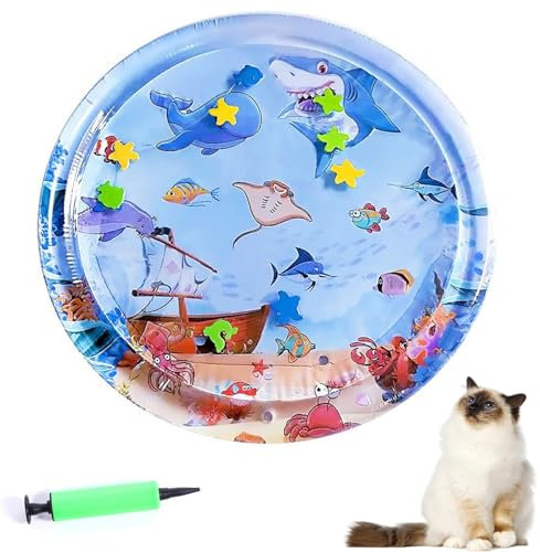 Sensorische Wasser-Spielmatte für Katzen Cool Comfort verdickte aufblasbare Wasser-Sensor-Spielmatte für Haustiere Wasser-Sensor-Pad Wasserspiel (J-100 * 100cm/39,37 * 39,37in)