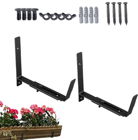 Blumenkastenhalterungen - Blumenkastenhalter für Geländer, Gartenbeet Zaunhalterung | Pflanzkastenhalterungen aus massivem Metall für Brückengeländer, geformter Haken