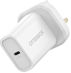 OtterBox Standard UK 20W USB-C PD Wall Charger, Fast Charger for Smartphone and Tablet, Drop Tested, Ultra Durable, White, Non-Retail Packaging