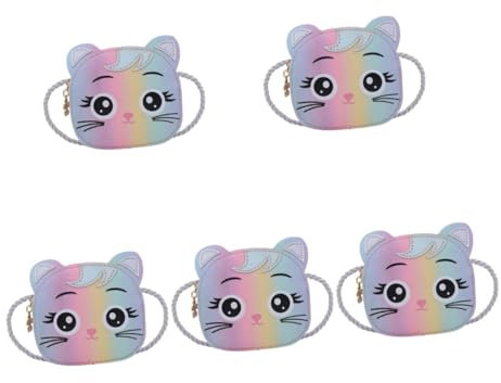 BESTYASH 5stücke Umhängetasche Für Mädchen Süßes Katzen-Design Verstellbare Schultertasche Geldbörse Für Mädchen Für Alltag Und Ausflüge