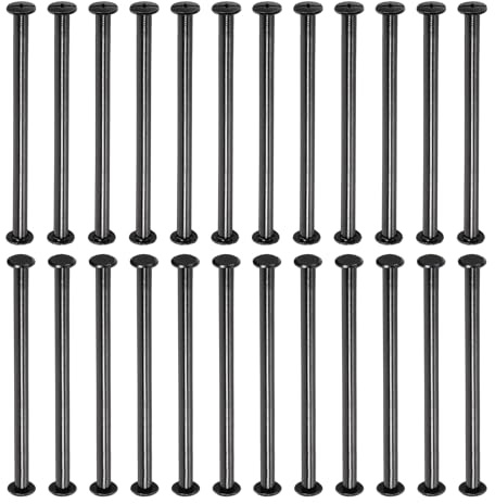 PATIKIL 24 Ensembles de Vis Chicago 80mm l Vis à Tête Phillips Noir | pour Vis de Reliure en Cuir Rivets Connecteurs pour Ceinture en Cuir Albums Photo Scrapbook
