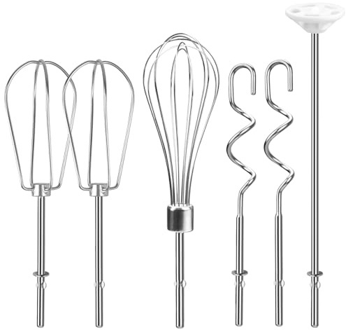 Handmixer Zubehör und Aufsätze Schlägel, Schneebesen für Kitchenaid Mixer | Set mit 6 Armaturenbrett-Handrührern, Schneebesen, Mischstab und Knethaken, kompatibel mit Kitchenaid KHM3 KHM5 KHM7
