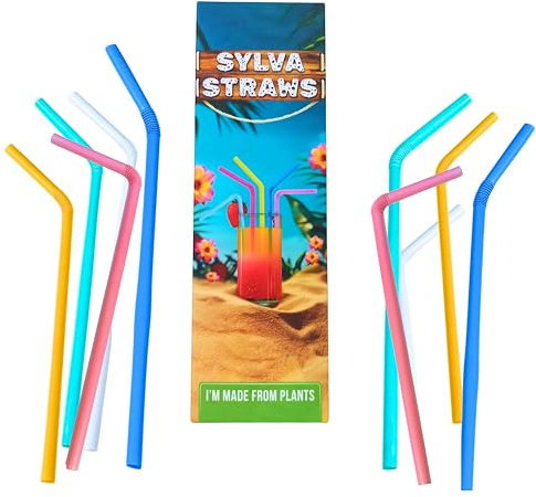 Plant-Based Reusable Straws – Colorful Flexible Drinking Straws Made from Natural Corn for Smoothies, Milkshakes, Slushies – Flexible Straws for Parties & Daily Use (Pack of 100)
