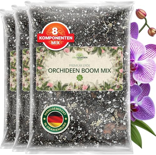 ORAGARDEN Orchideen Mix - 8 Komponenten Blumenerde für Zimmerpflanzen und Garten - 9L Orchideenerde und Substrat für Pflanzen, Palmen, Blumen