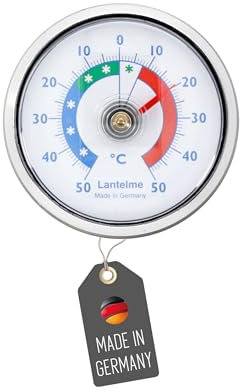 Lantelme Kühlschrankthermometer Selbstklebend Temperatur + - 50°C Analog | Thermometer Silber für Gefrierschrank Eisfach Kühltheke Kühlzelle Kühlfach Kühlschrank | Bimetall Analog (Silber)