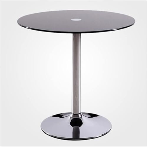 GYDUHYE Moderna mesa redonda de 2 a 4 plazas para desayuno, base cromada, parte superior redonda de cristal, mesa de pedestal de cristal, mesa de comedor de 60/70/80 cm (tamaño: 70 cm, color: