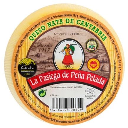 LA PASIEGA DE PEÑAPELADA Queso Nata de Cantabria D.O.P - Auténtico Queso Artesano de Leche de Vaca Frisona - Sabor Suave y Mantecoso - Elaborado en España (530 g)