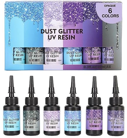 6 Pezzi di Resina UV Colorata, Punta di Penna, Sigillatura in Alluminio, Colla Auricolare per Artigianato Gioielli, Miscelazione Colore Necessaria, Ampia Applicazione per Mestieri, Gioielli e Altro
