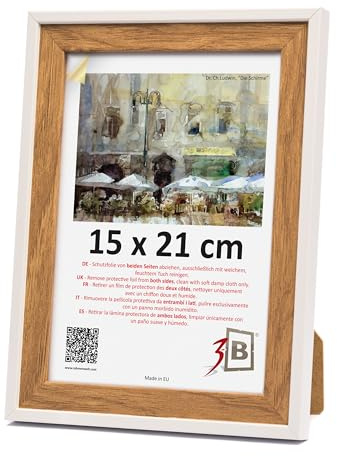 3-B Marcos de fotos SALO DUO - Marrón (Roble) / Blanco - 15 x 21 cm (A5) - Marcos de madera, marcos para fotos, marcos para documentos con vidrio acrílico