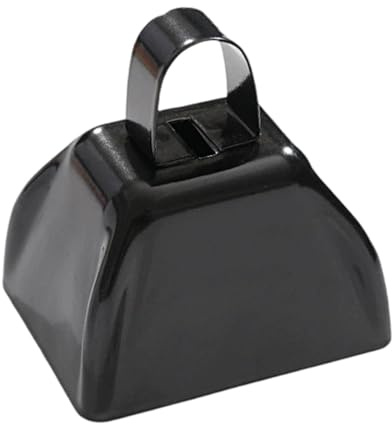Hellery Cencerro Metálico, Campana Ruidosa Y Alegre Y Glockenspiel con Mango, Cencerro para Deportivos, Escuela, año Nuevo, Negro
