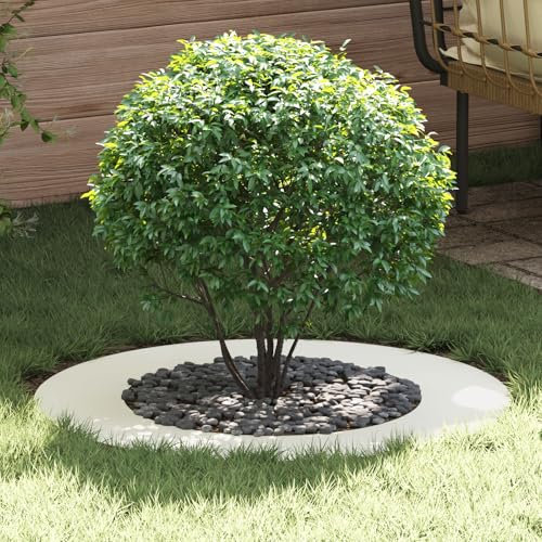 HaoChrymec Jardinière Ronde with Métal Durable, Design Moderne, Jardinieres Extérieur, Bac à Fleurs Extérieur, Jardinière Balcon, Balconnière Extérieure, Blanc, 80 cm